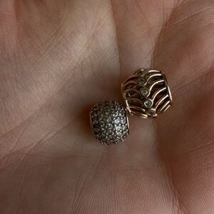 Pandora Rose Gold Collection Art Deco & Pave Ball Retired 2 charms